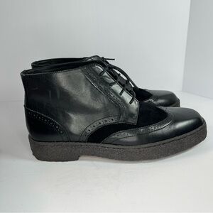 British Walkers Playboy Wingtip Crepe Sole Boots Black‎ Leather Suede 11.5